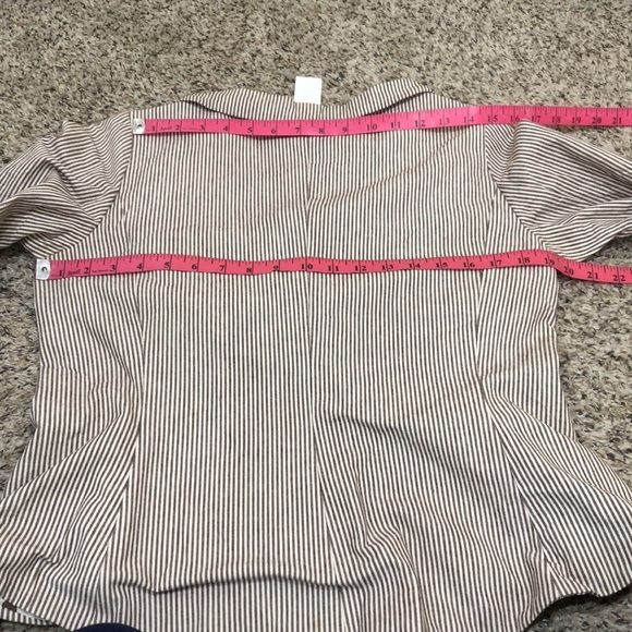 Anthropologie Lilith Blazer Size Large White Brown Striped - Picture 9 of 11